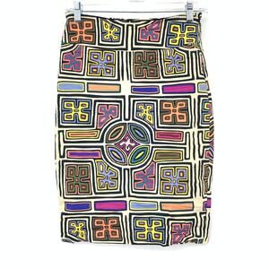 Nicole Miller Artelier Pencil Skirt Womens Size 2 Multicolor Bright Tile Print